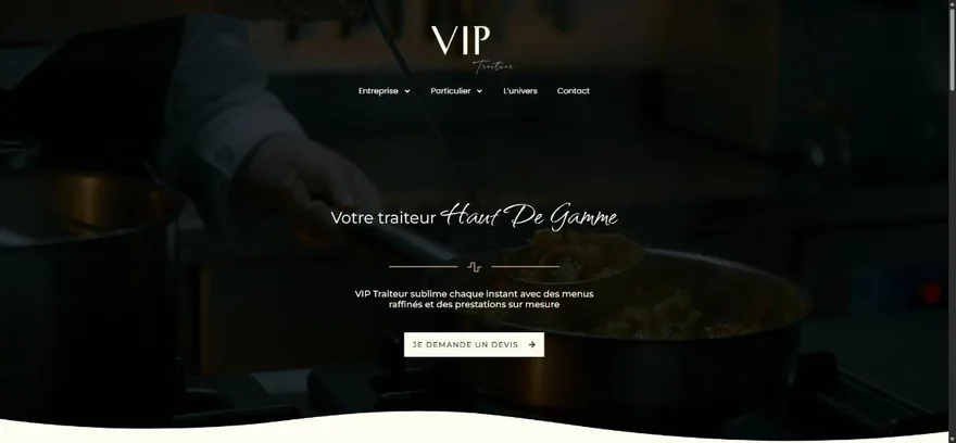 Page d'accueil du site VIP Traiteur