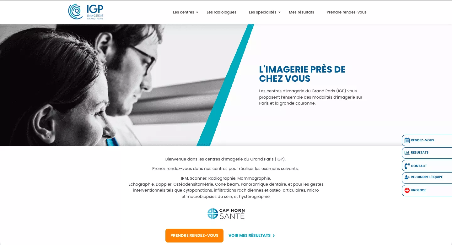 Page d'accueil du site IGP Radiologie réalisé par The Wiker